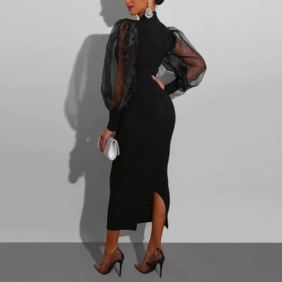 Drea | Robe bouffante à manches longues noire