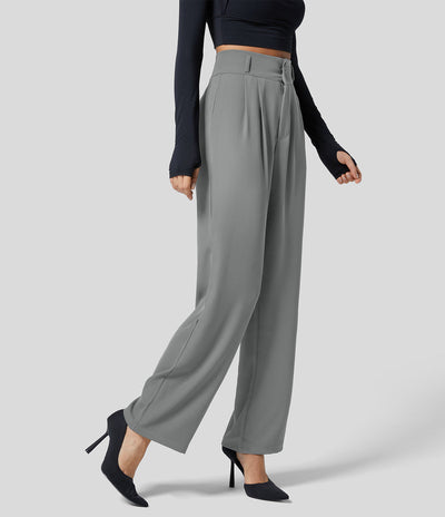 Pantalon femme taille haute à coupe droite au style classique