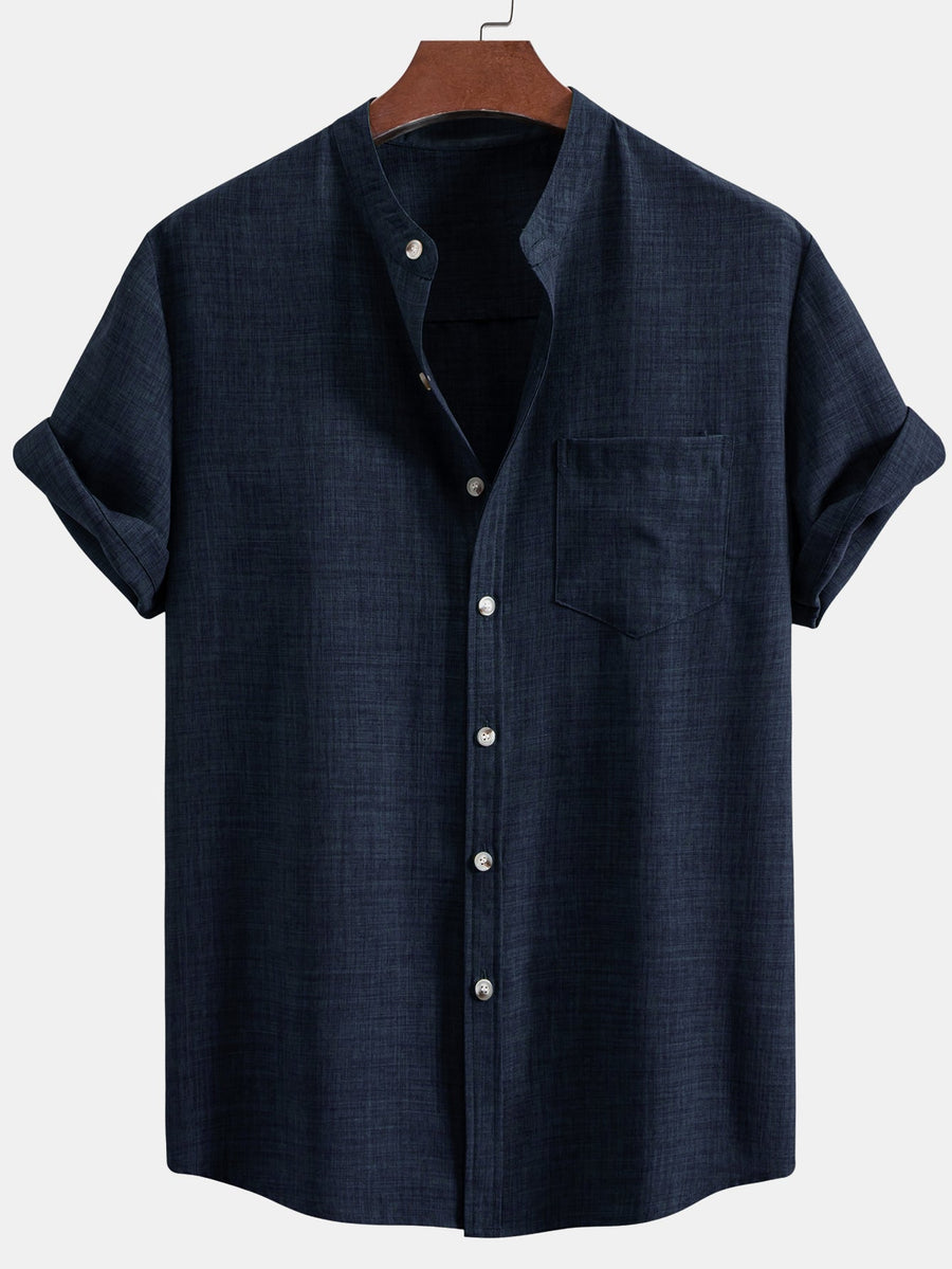 Ensemble homme avec chemise col officier à manches courtes et pantalon droit style décontracté