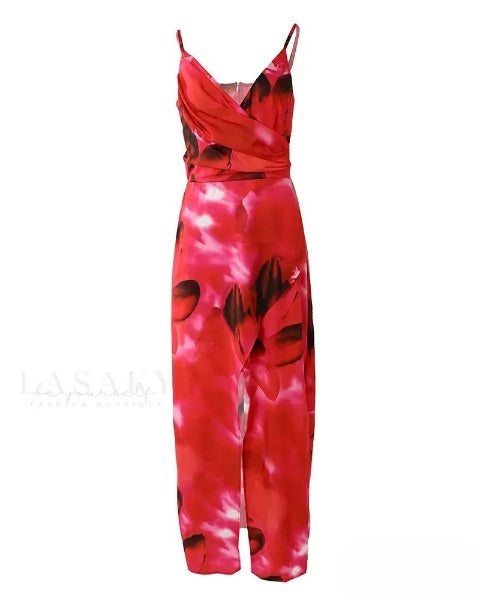 Robe à imprimé fleuri avec fente latérale fluide