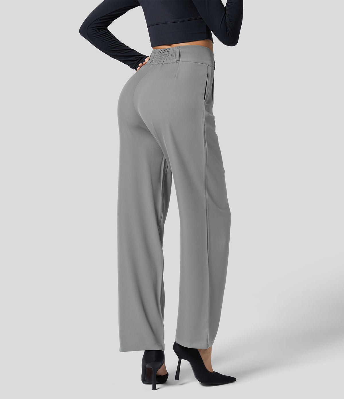 Pantalon femme taille haute à coupe droite au style classique