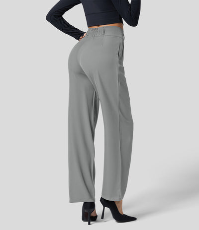Pantalon femme taille haute à coupe droite au style classique