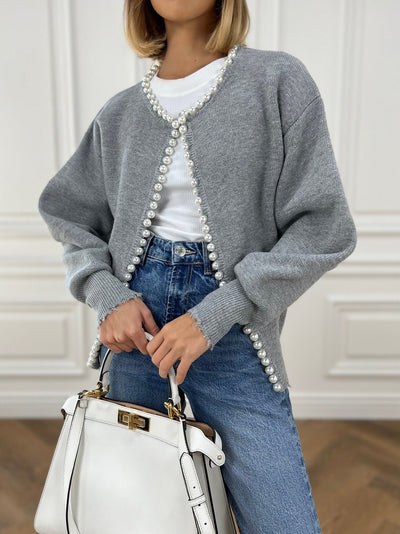Wena | Cardigan à ourlet déchiré et bordure perlée