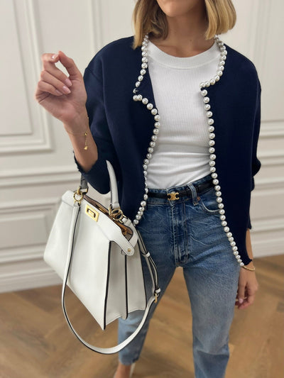 Wena | Cardigan à ourlet déchiré et bordure perlée