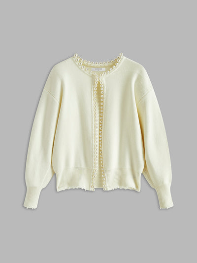 Wena | Cardigan à ourlet déchiré et bordure perlée