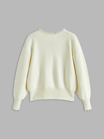 Wena | Cardigan à ourlet déchiré et bordure perlée