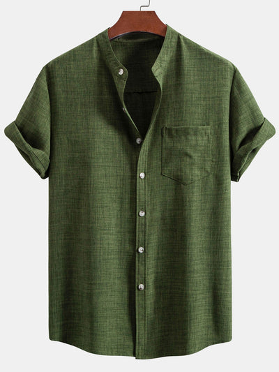 Ensemble homme avec chemise col officier à manches courtes et pantalon droit style décontracté