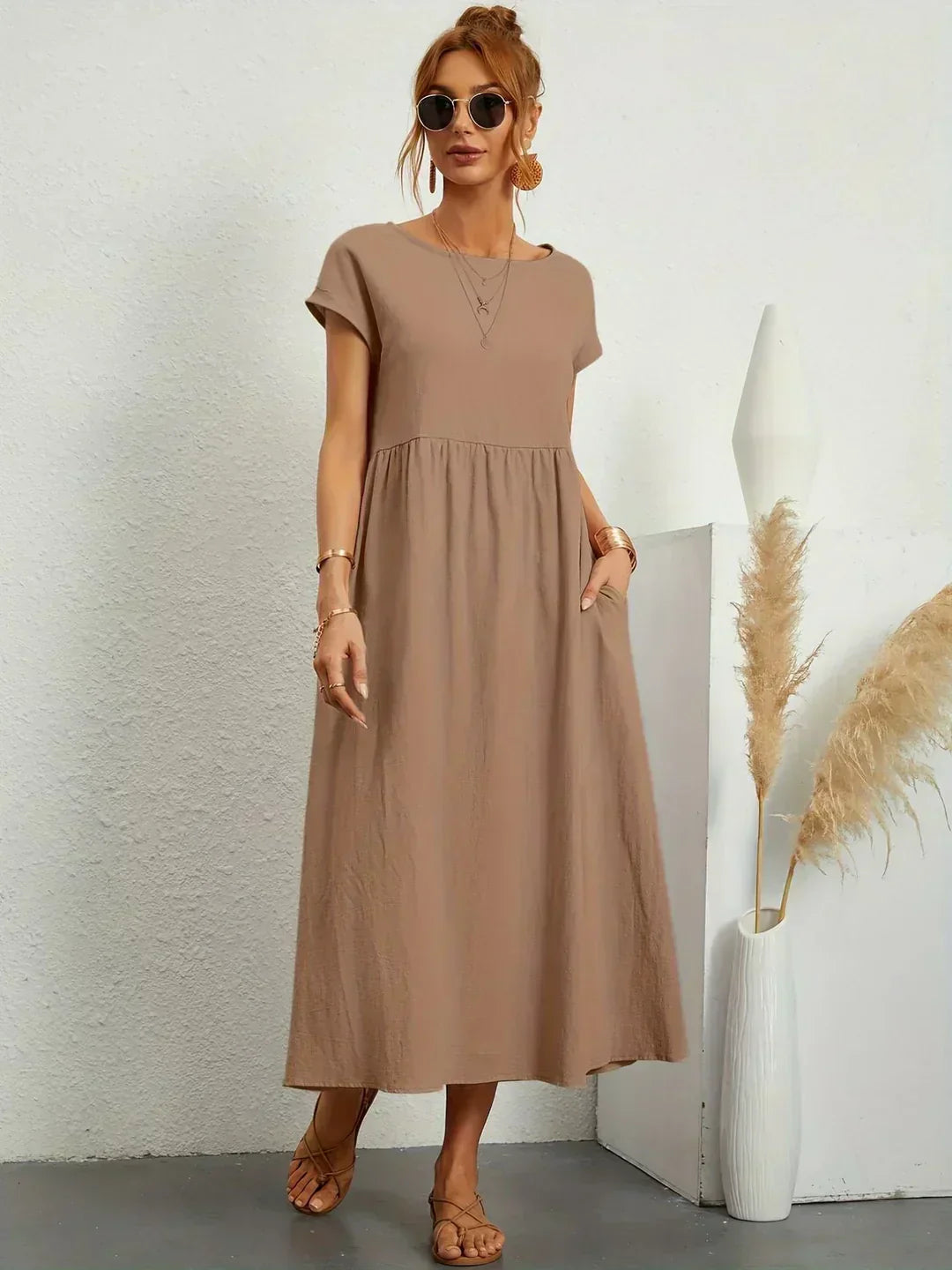 Clémence - Robe en coton léger avec poches pour un confort élégant