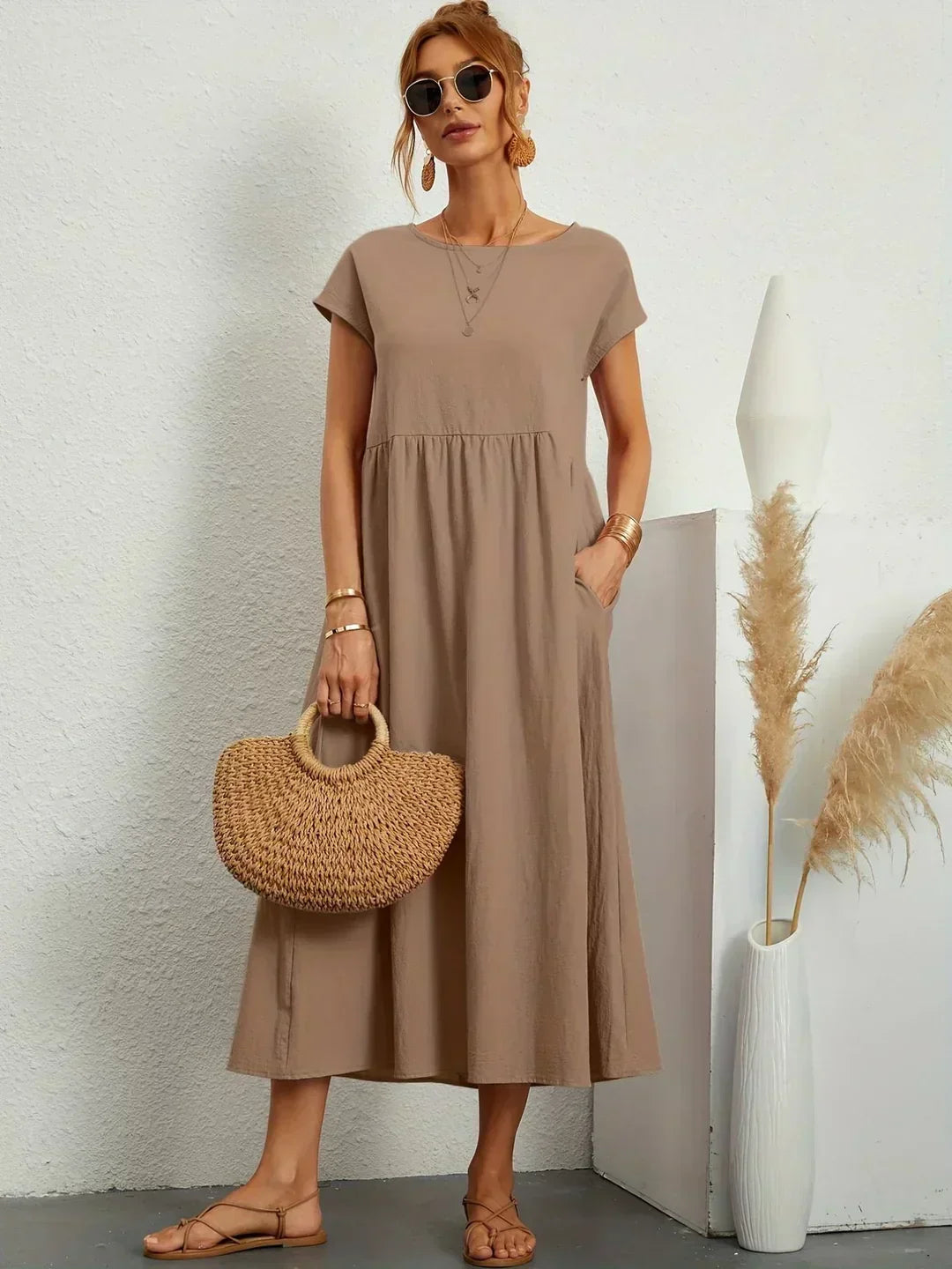 Clémence - Robe en coton léger avec poches pour un confort élégant