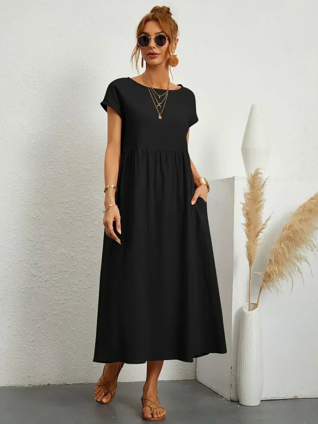 Clémence - Robe en coton léger avec poches pour un confort élégant