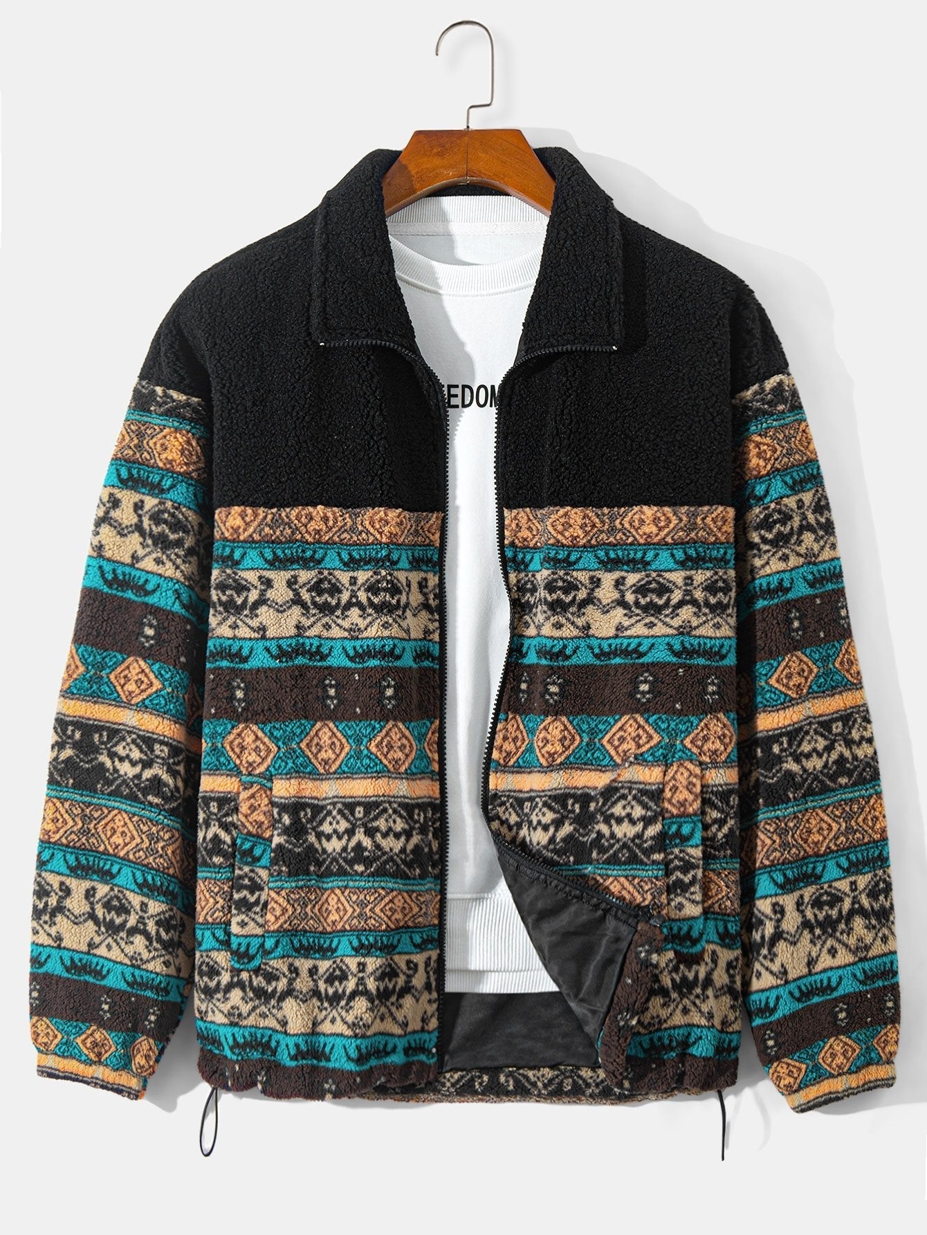 Manteau polaire à imprimé ethnique