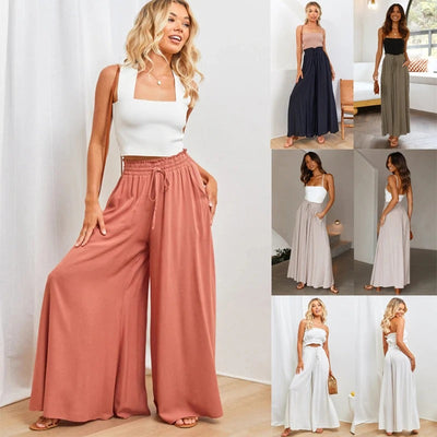 Léa Blanchet® | Pantalon fluide taille haute à jambes larges